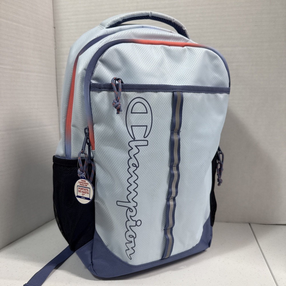 Champion Center Backpack, Light Blue/Navy/Coral, Laptop Pouch, NWT